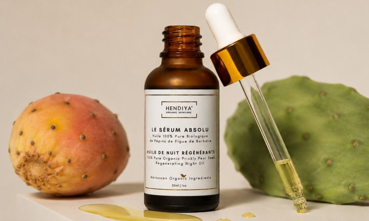 Hendiya® organic prickly pear seed oil, the flagship ingredient of the brand's natural cosmetics