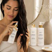 Application des soins capillaires du Coffret Cheveux au Vent Hendiya