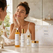 Application des soins du Coffret Énergie Hendiya sur le visage