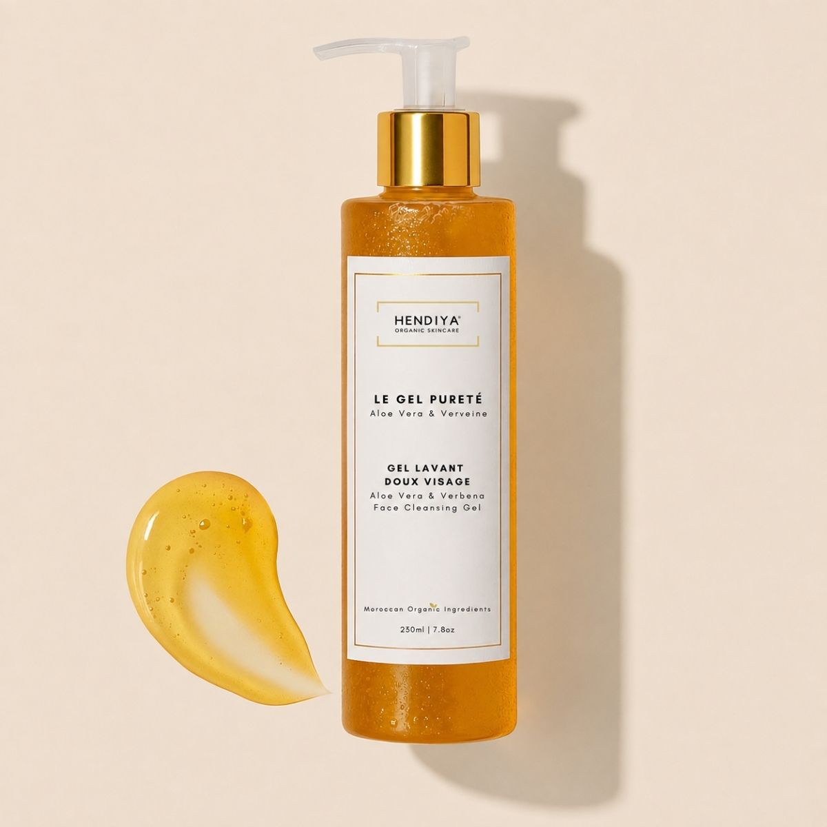 Flacon du Gel Pureté Hendiya®, gel lavant doux visage à l'aloe vera et à l'argan