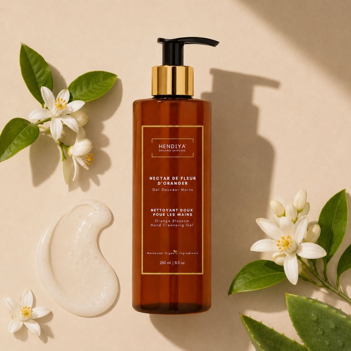Composition naturelle de Nectar de Fleur d'Oranger Hendiya®, aloe vera et argan