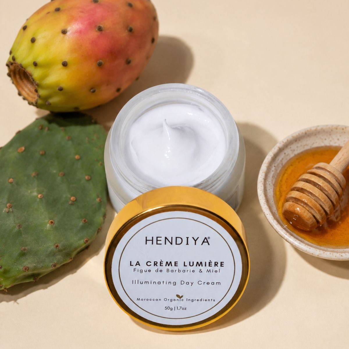 Texture et ingrédients de La Crème Lumière : figue de barbarie et miel