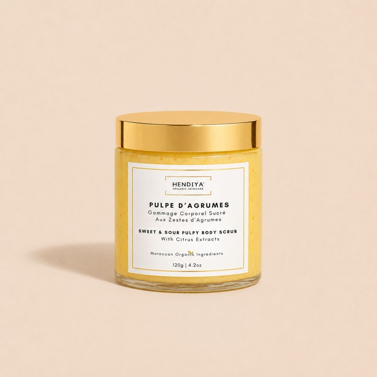Pot du Gommage Pulpe d'Agrumes Hendiya®, gommage corporel bio au sucre et agrumes