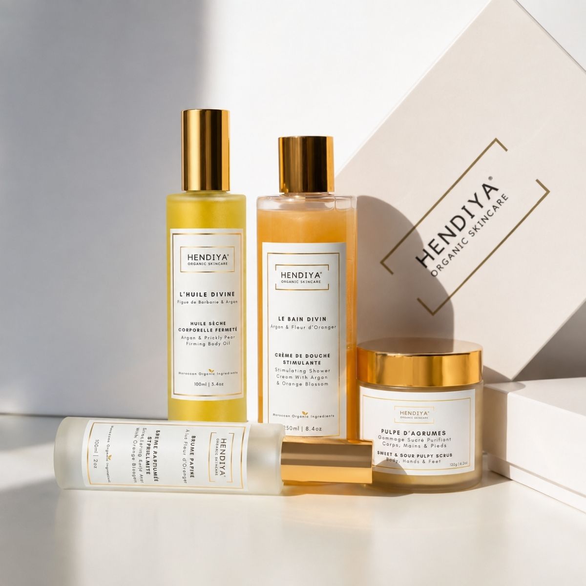 Rituel corporel L'Huile Divine Hendiya®, coffret figue de barbarie, argan et fleur d'oranger