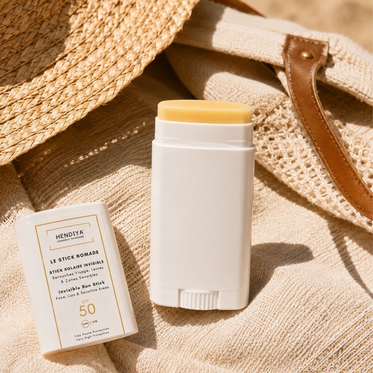 Le Stick Nomade SPF 50+ Hendiya, stick solaire nomade prêt pour la plage
